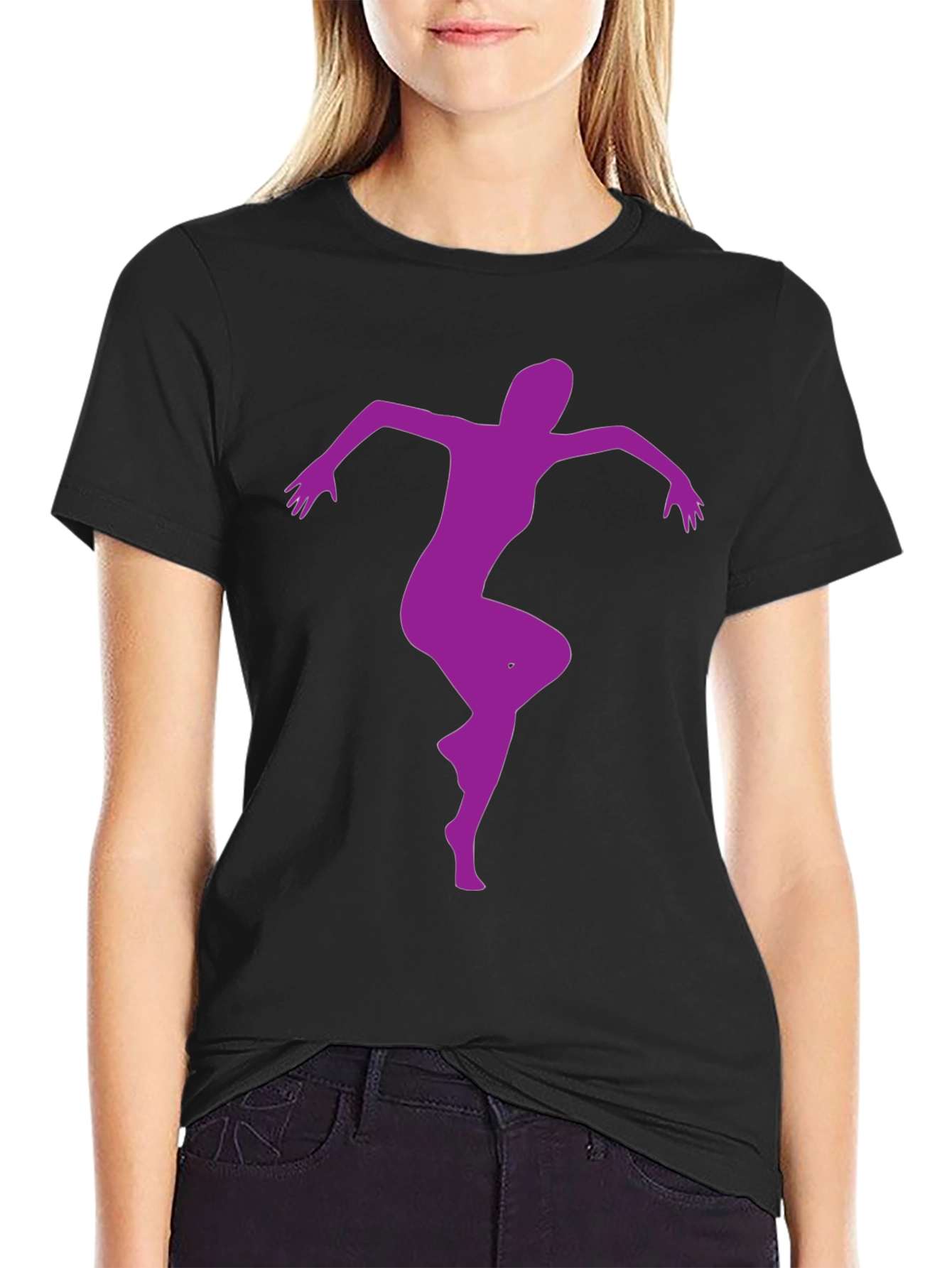 Dancing Woman Graphic Tee - Black