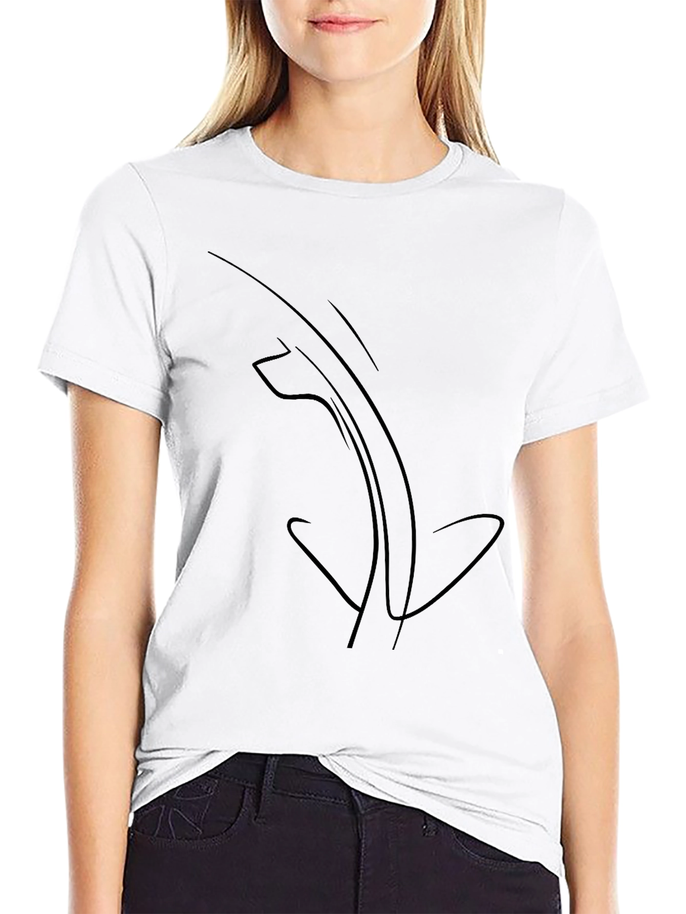 Abstract Line Art Black T-Shirt