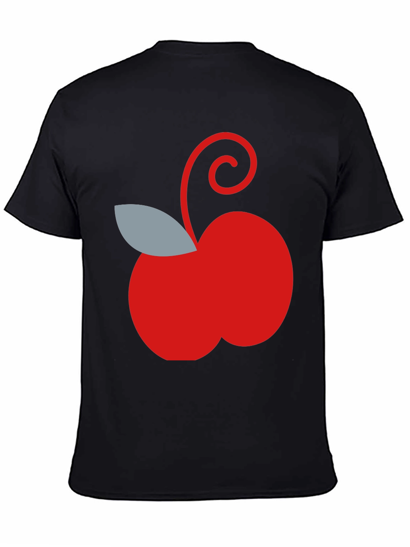 Red Apple Graphic Tee - Casual Black T-Shirt