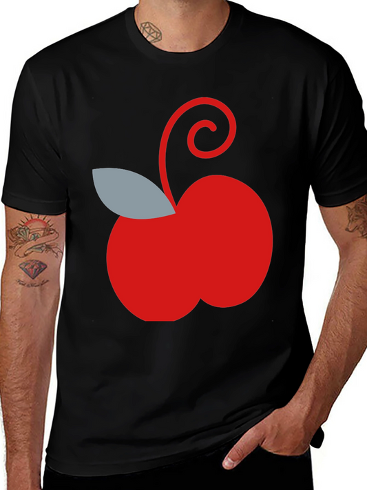 Red Apple Graphic Tee - Casual Black T-Shirt