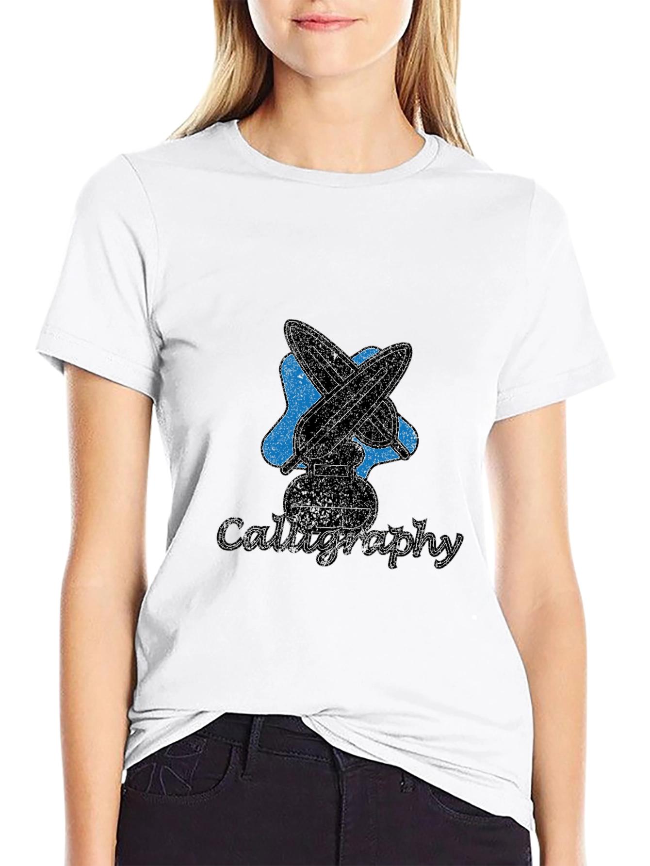 Calligraphy Design Black Cotton Tee