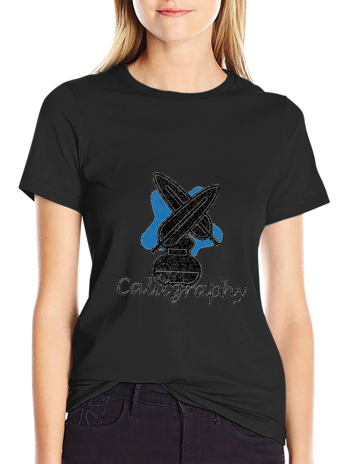 Calligraphy Design Black Cotton Tee