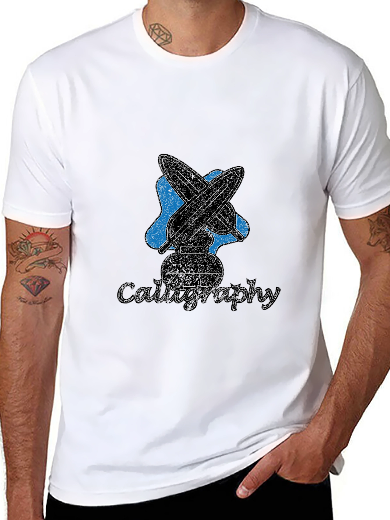 Calligraphy Design Black Cotton Tee