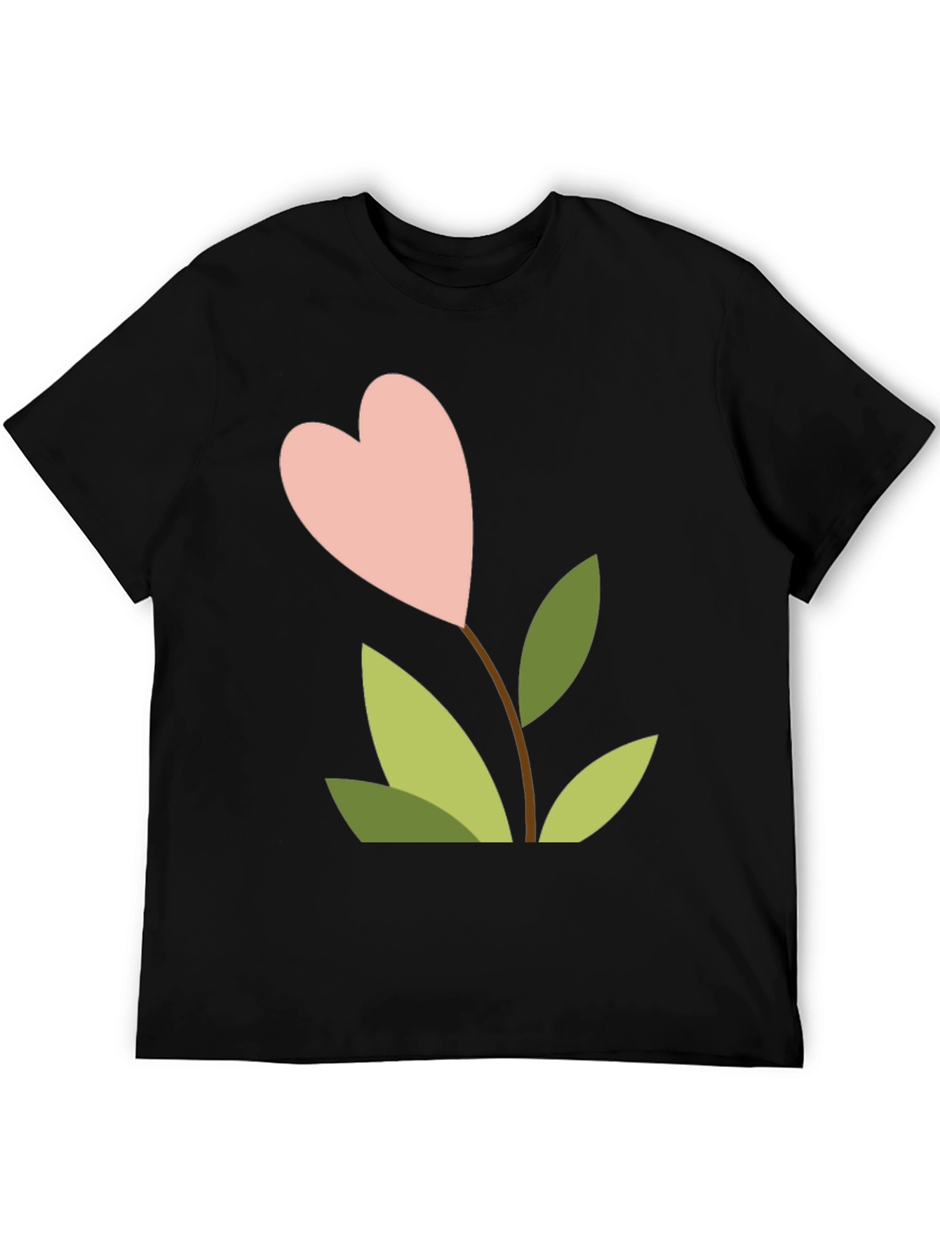 Heart Flower Graphic Tee - Black Cotton Shirt