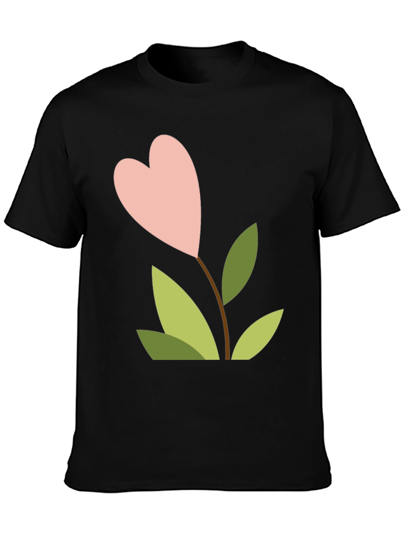 Heart Flower Graphic Tee - Black Cotton Shirt