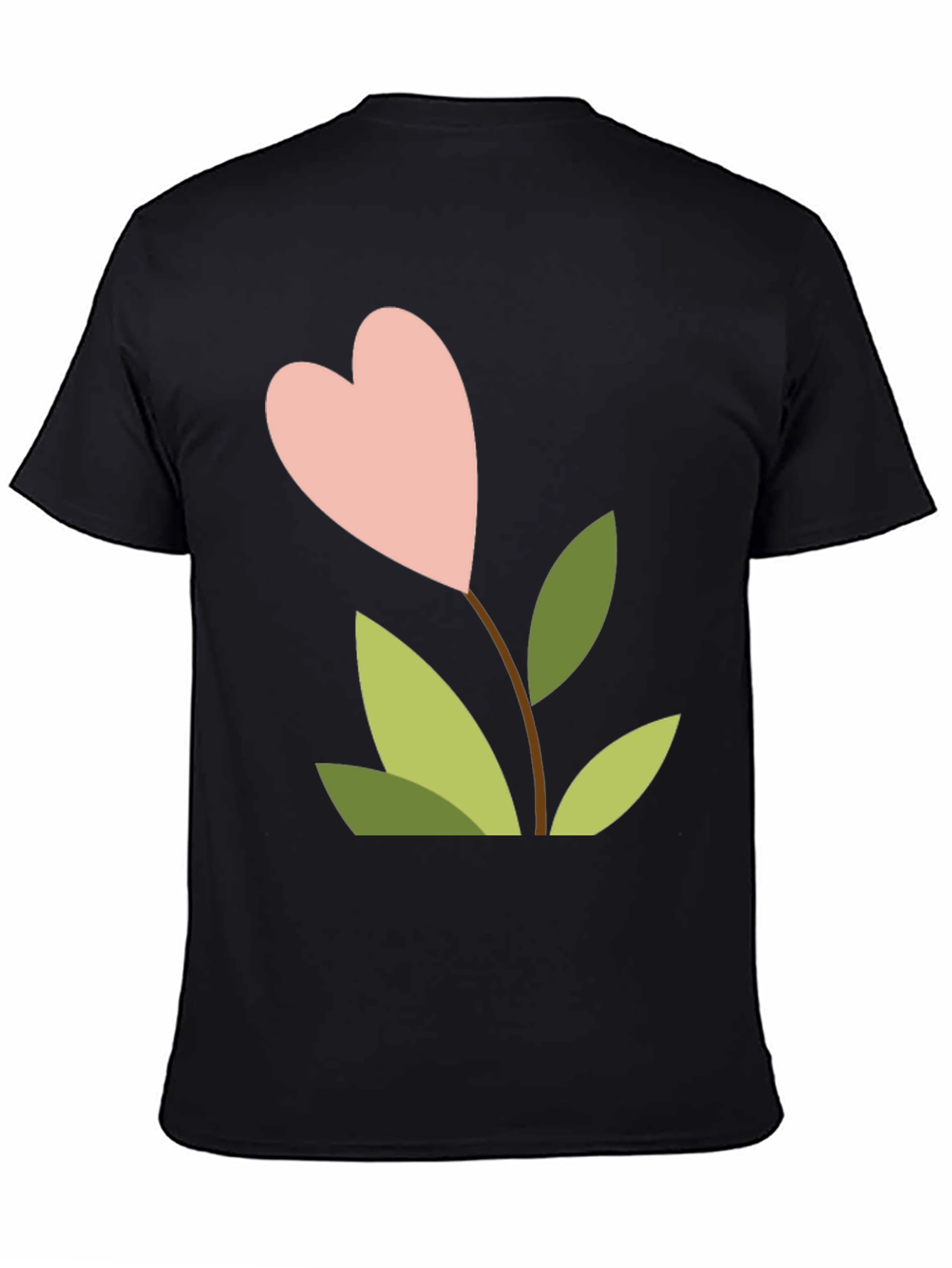 Heart Flower Graphic Tee - Black Cotton Shirt