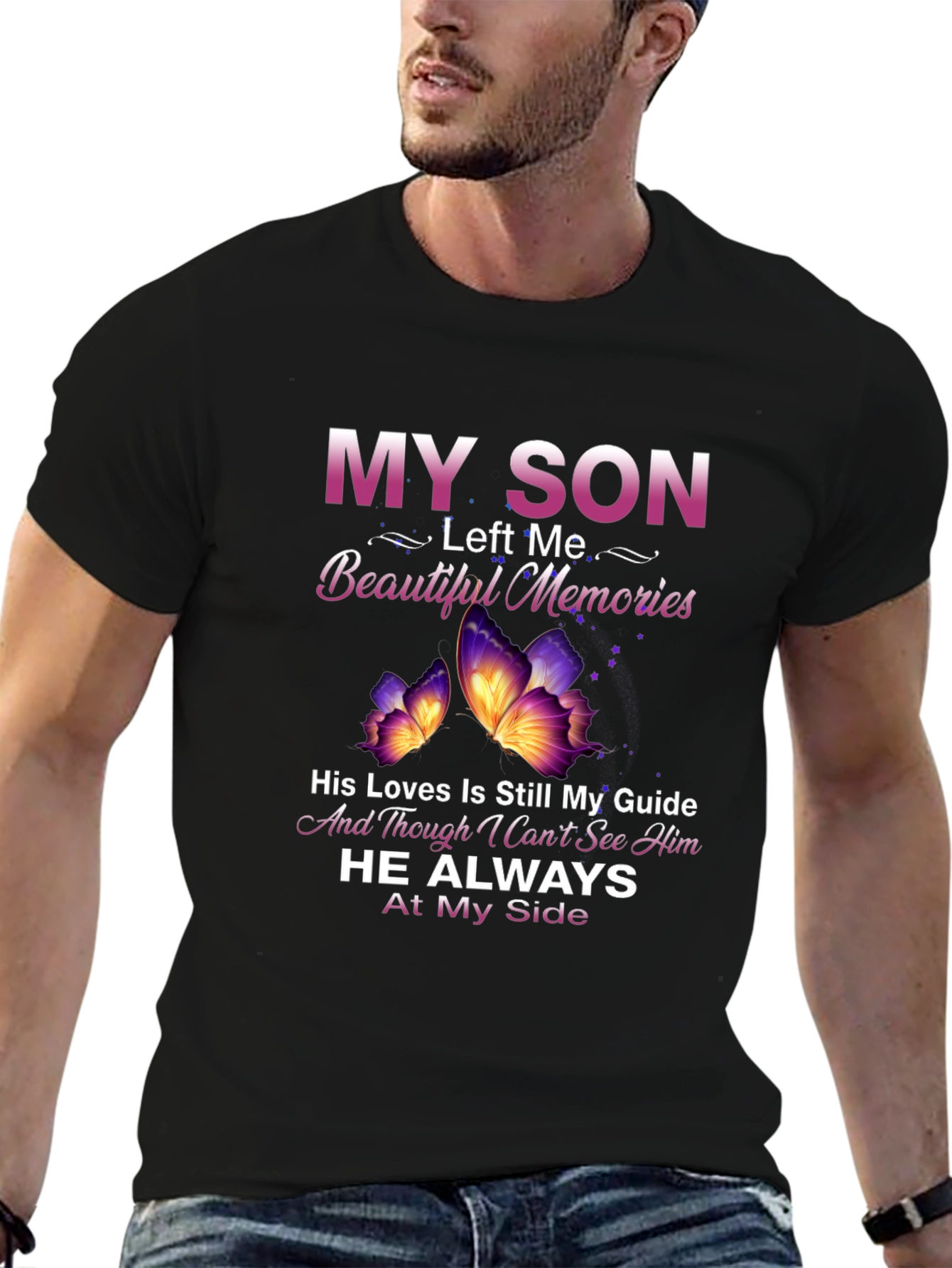 In Memory of Son T-Shirt - Butterfly Design