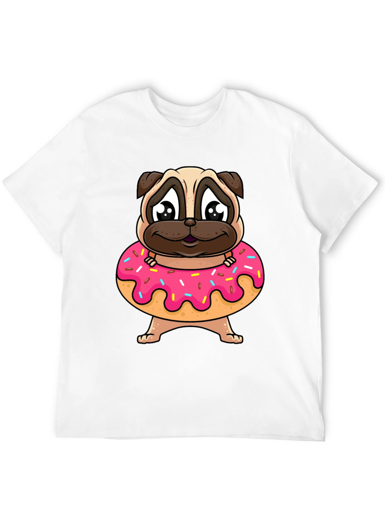 Pug Donut Graphic T-Shirt - Cute Cartoon Style