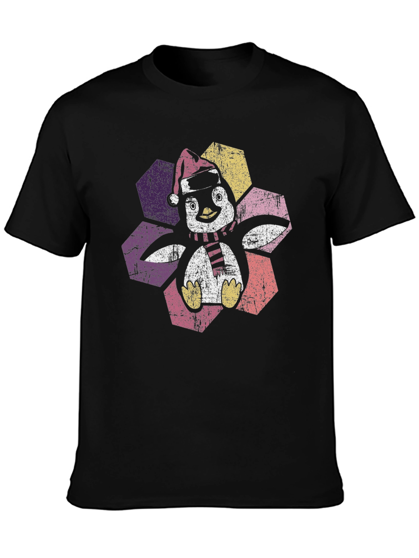 Festive Penguin Graphic Tee - Holiday Cheer