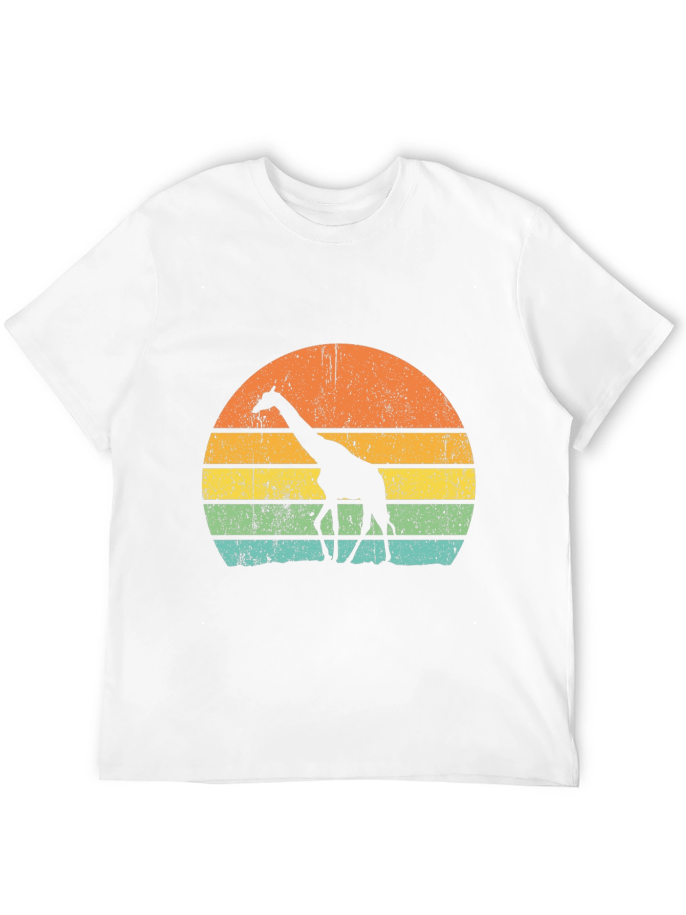 Retro Giraffe Sunset Graphic Tee - Black
