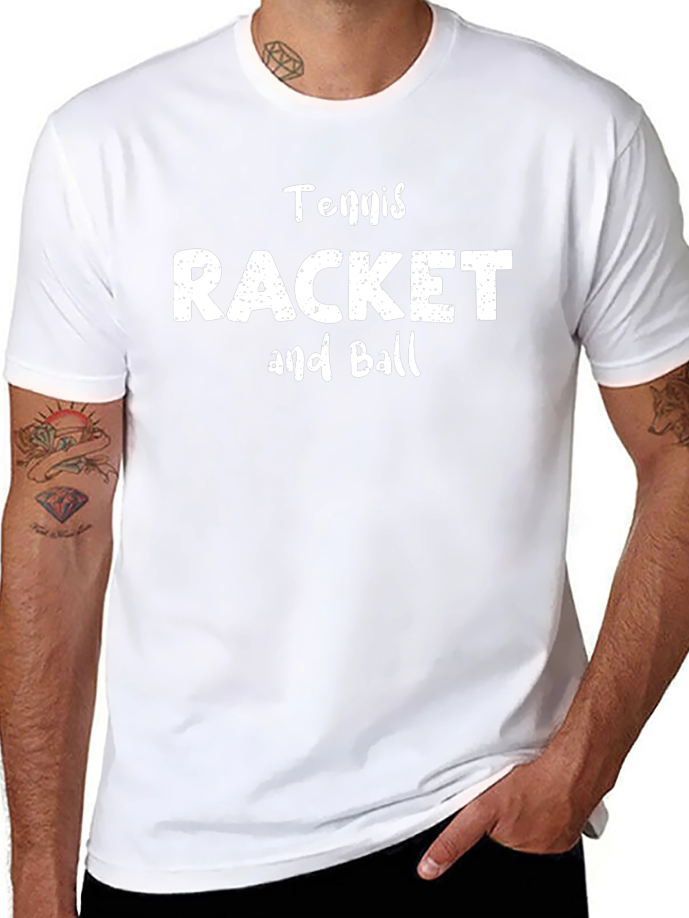 Tennis Racket and Ball Graphic Tee - Black