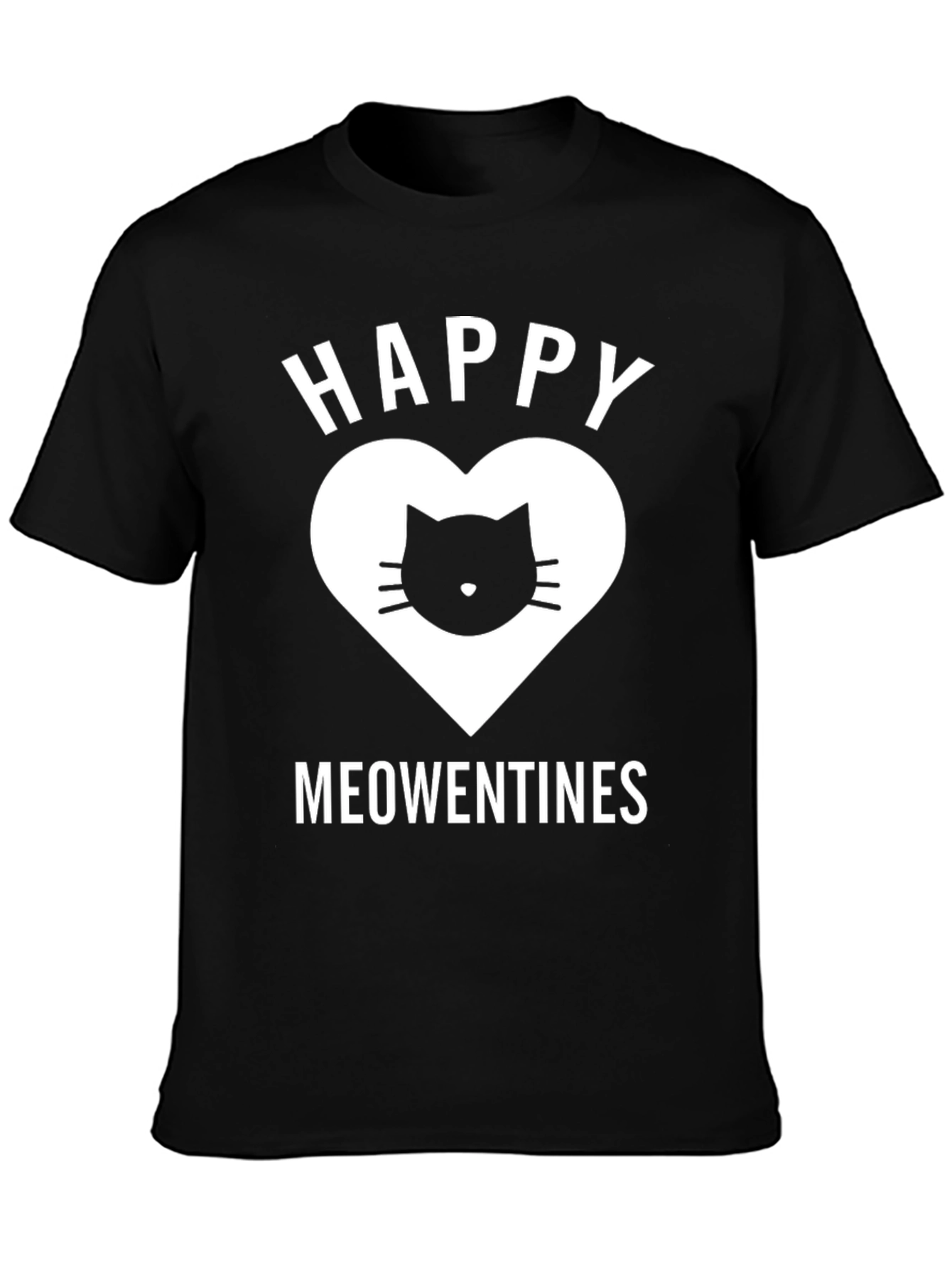 Happy Meowentines Black Cat Heart T-Shirt