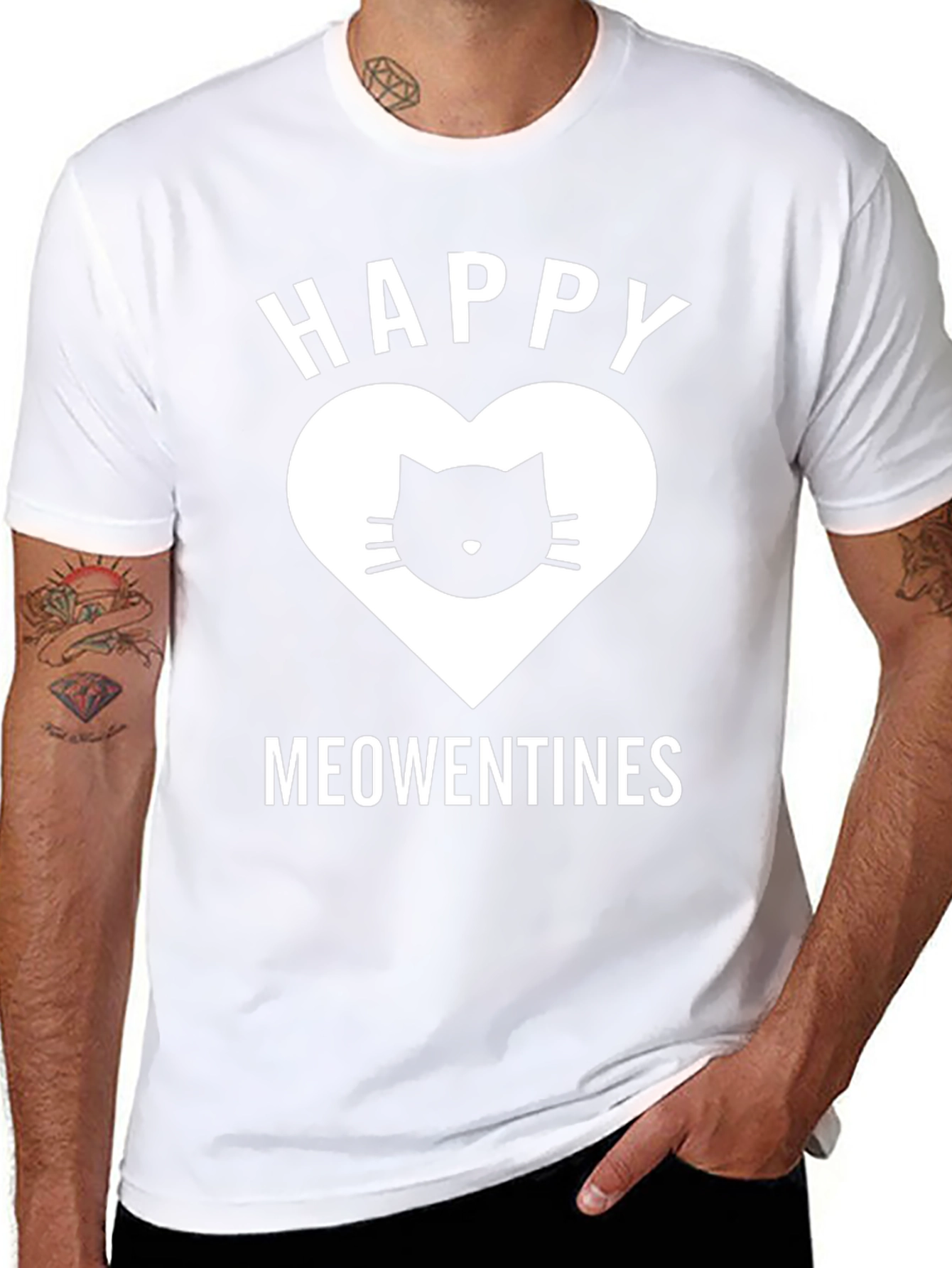 Happy Meowentines Black Cat Heart T-Shirt