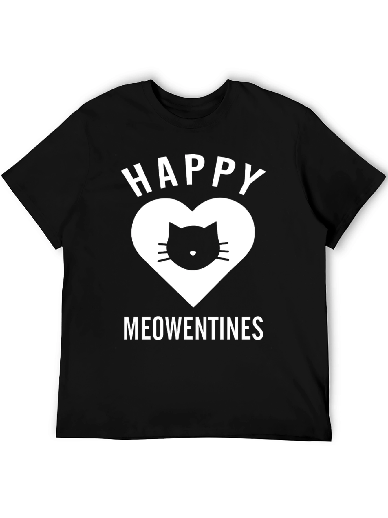 Happy Meowentines Black Cat Heart T-Shirt