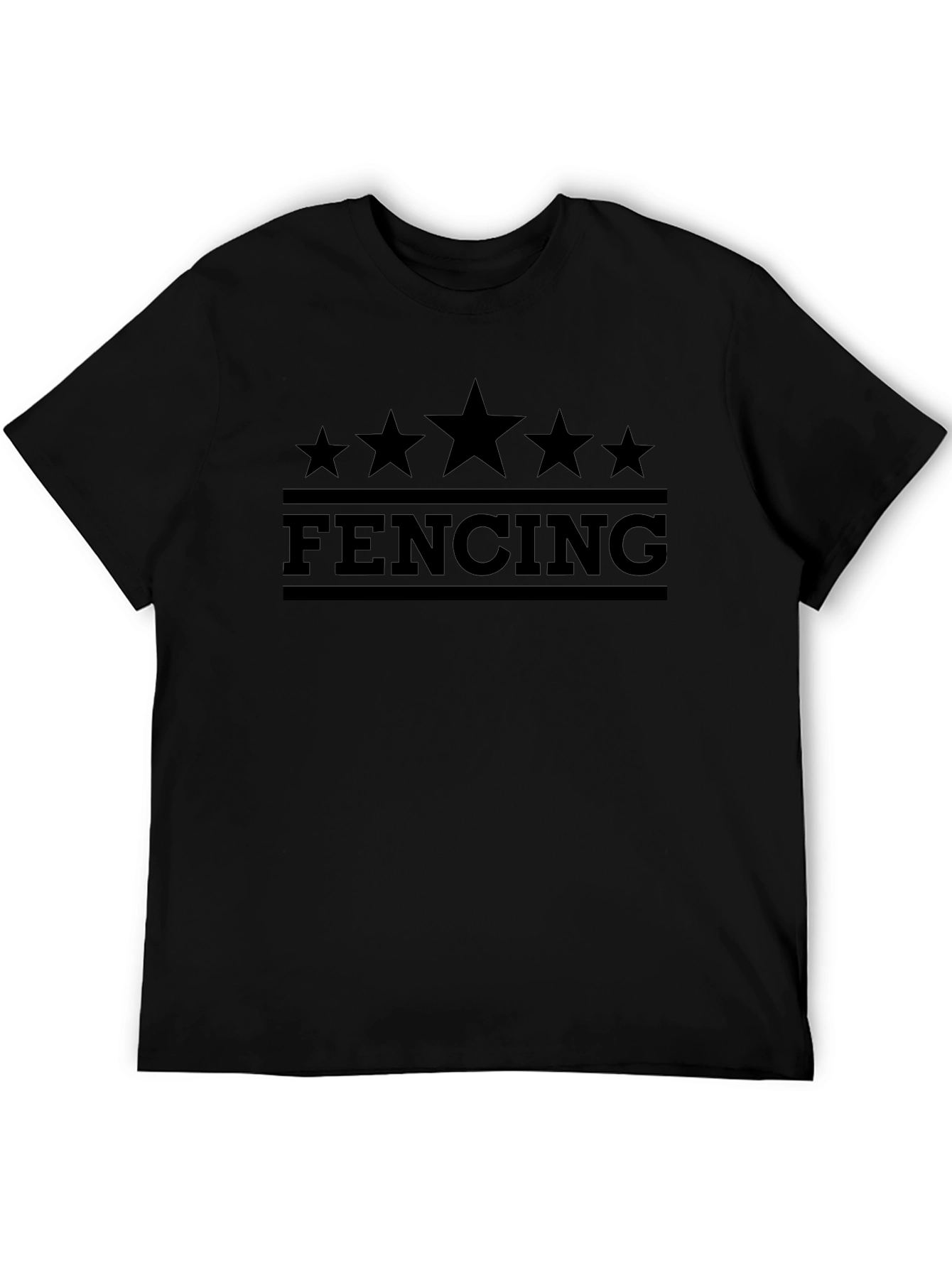 Fencing Stars Graphic Tee - Black Cotton T-Shirt