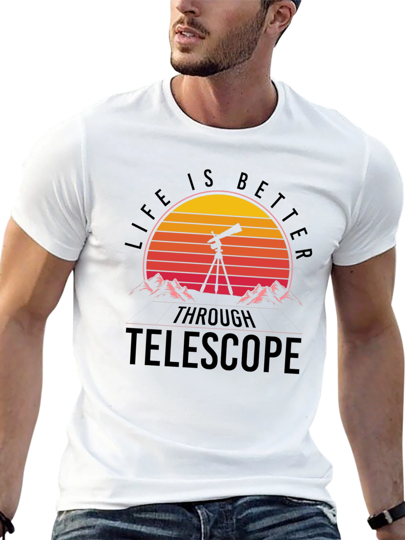 Life Is Better Through Telescope Graphic T-Shirt