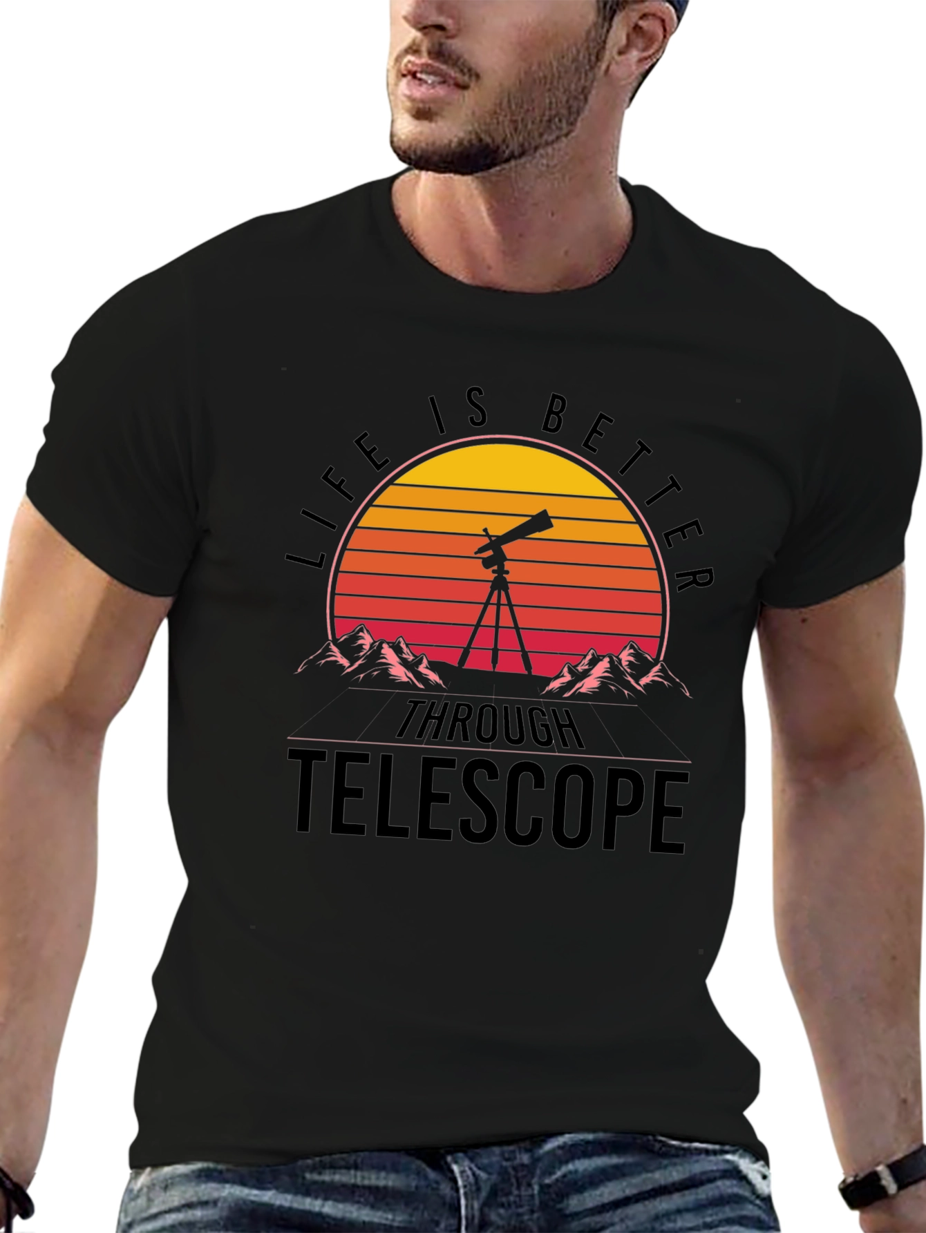 Life Is Better Through Telescope Graphic T-Shirt