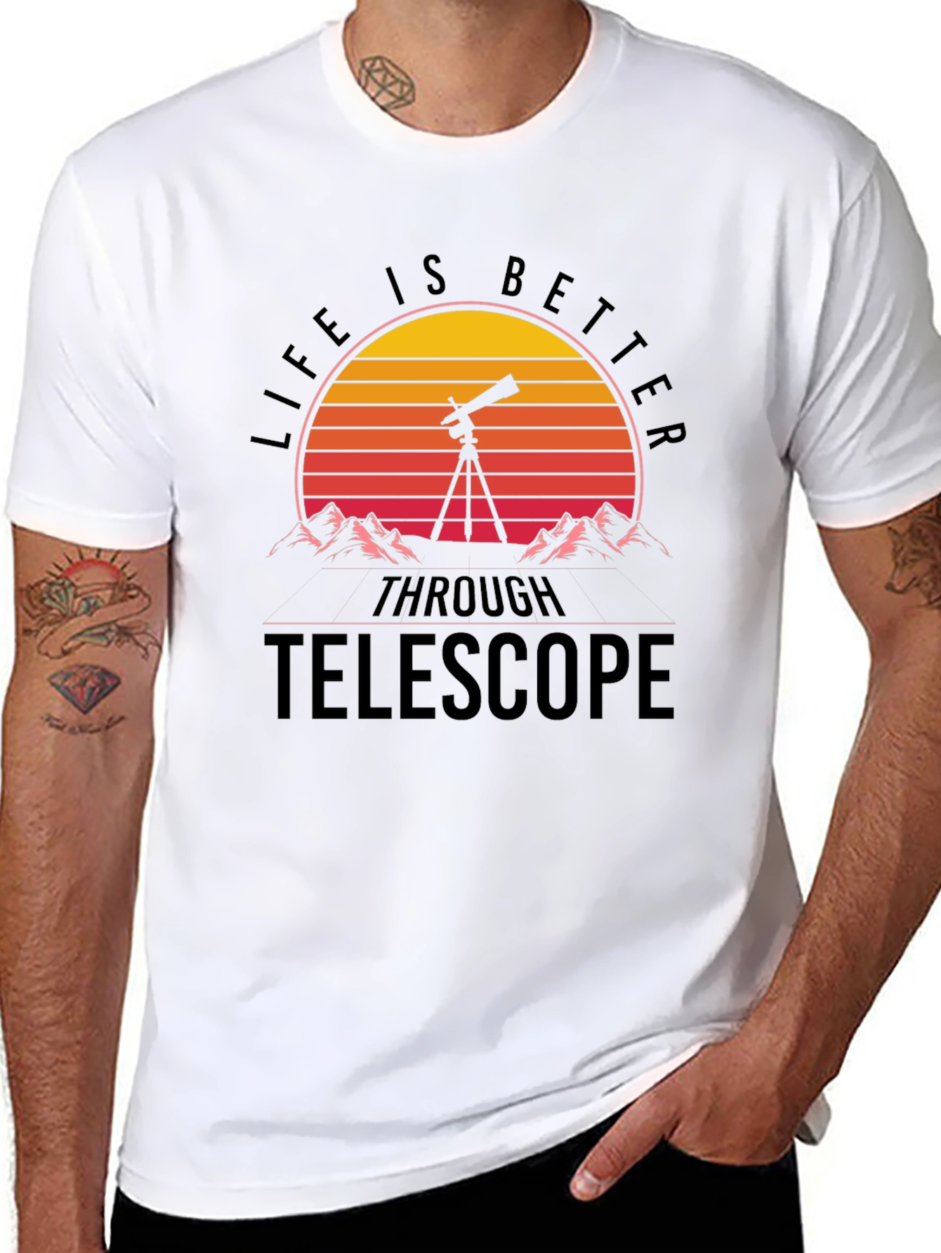 Life Is Better Through Telescope Graphic T-Shirt