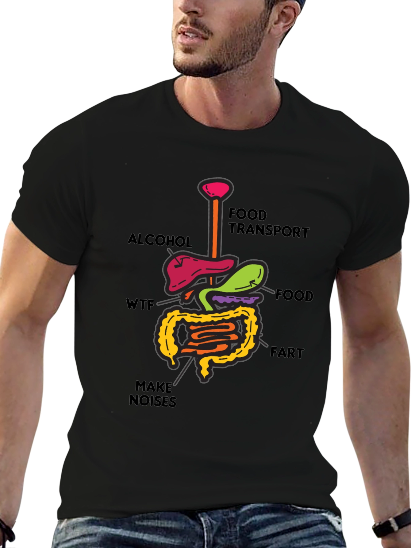 Funny Human Anatomy T-Shirt - Gut Humor