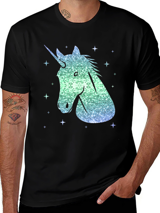 Unicorn Sparkle Graphic Tee - Mens Black T-Shirt