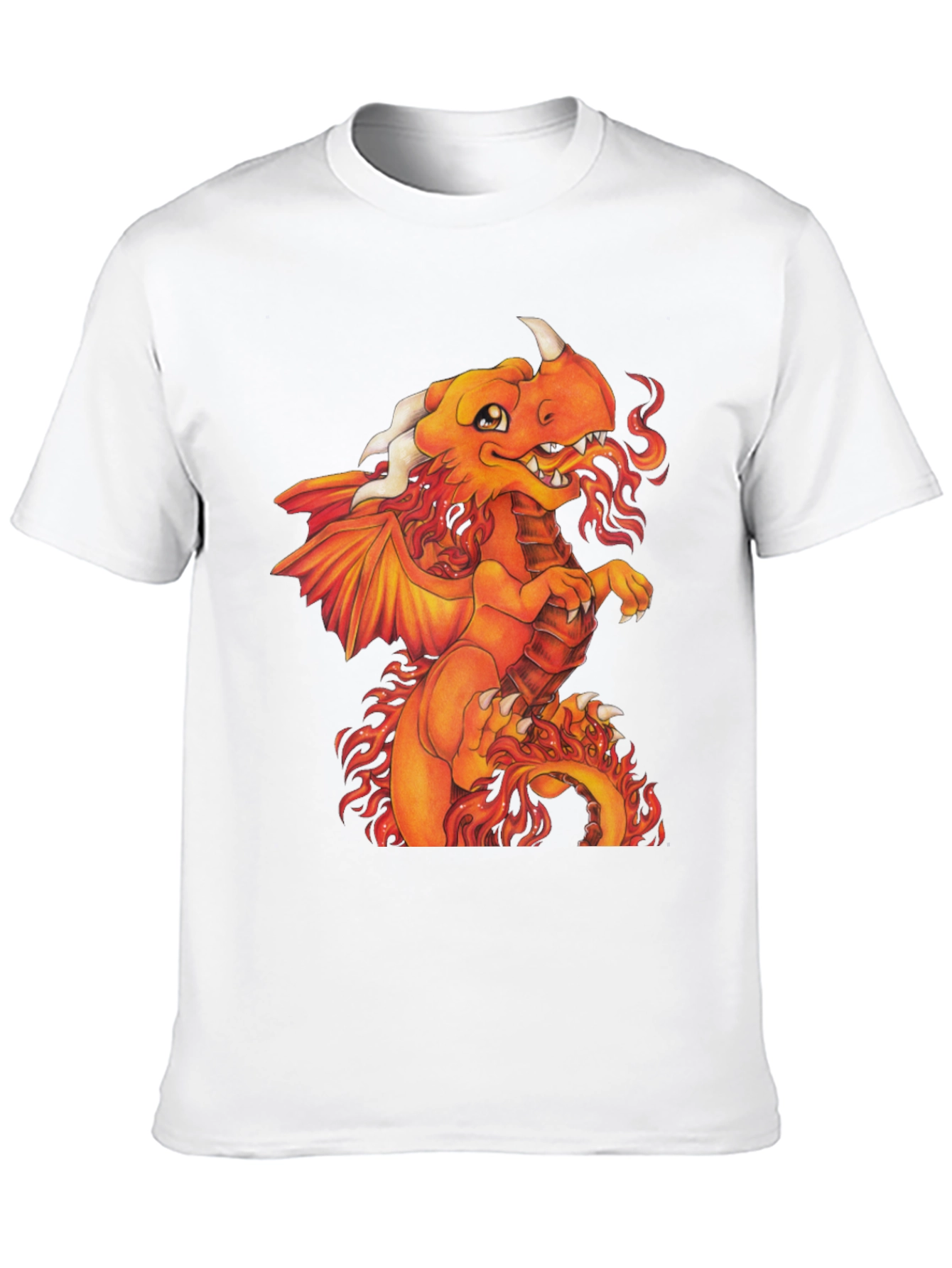 Fiery Dragon Graphic Tee - Black Cotton Shirt