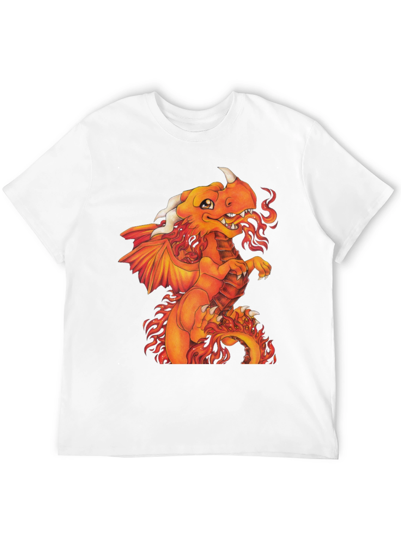 Fiery Dragon Graphic Tee - Black Cotton Shirt
