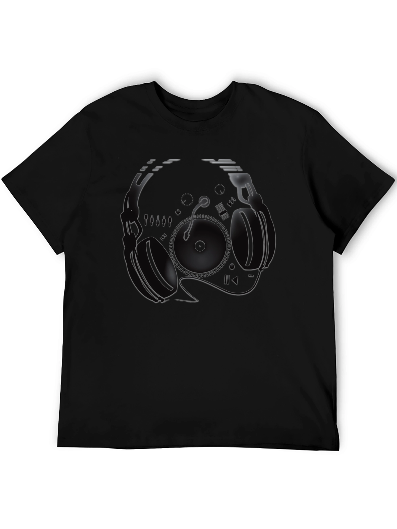 DJ Headphones Graphic T-Shirt - Black