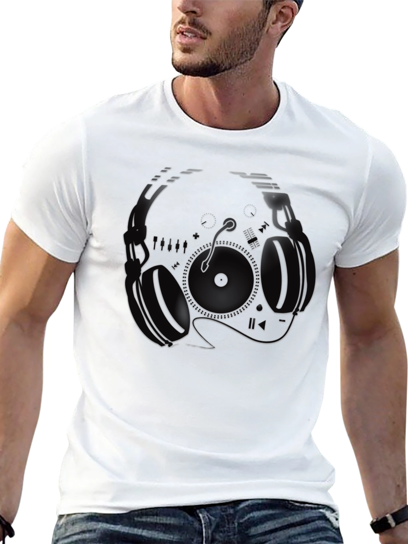 DJ Headphones Graphic T-Shirt - Black