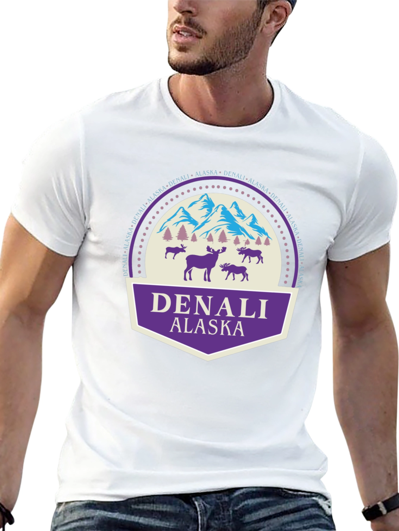 Denali Alaska Graphic T-Shirt Black Cotton