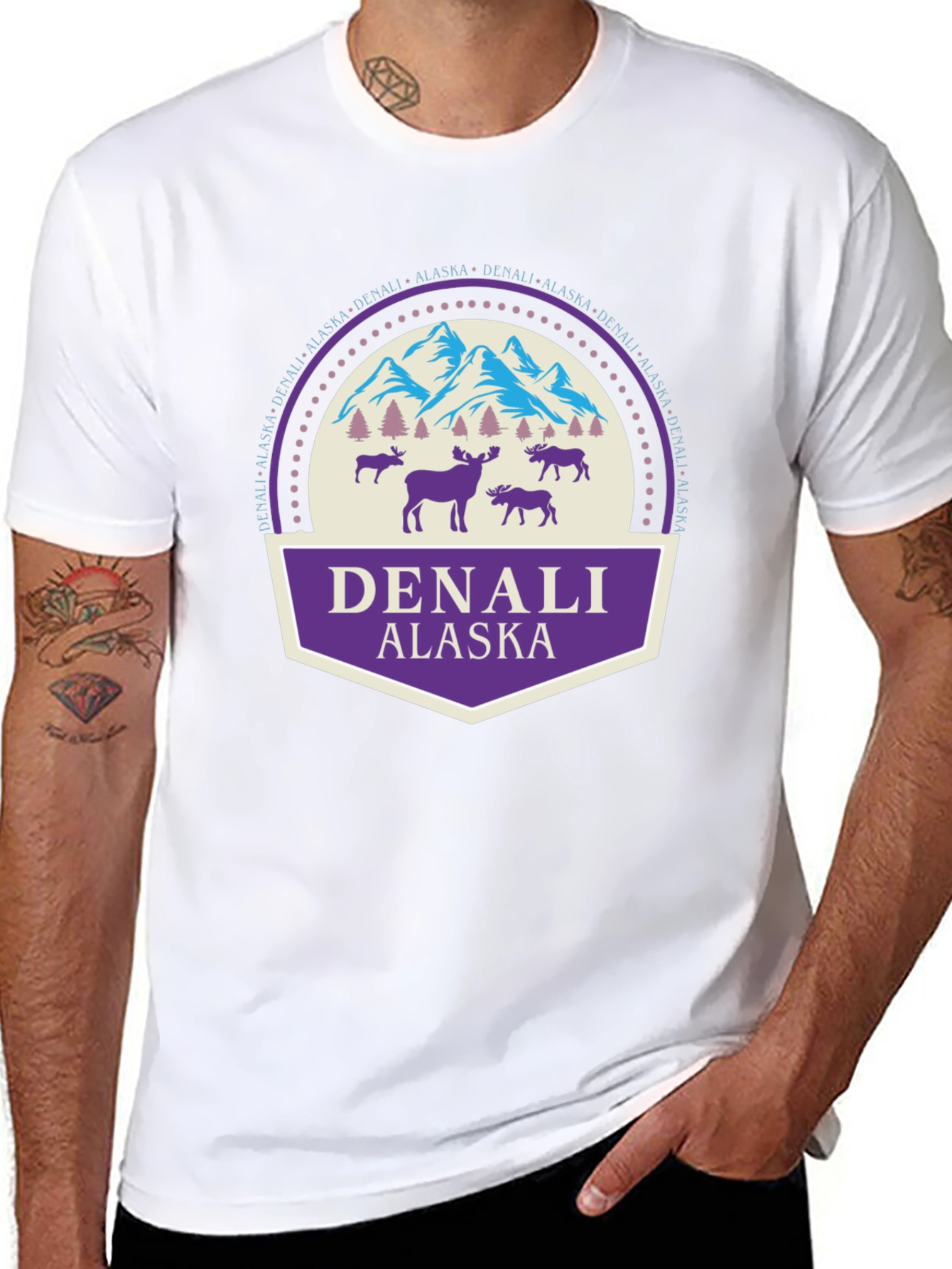 Denali Alaska Graphic T-Shirt Black Cotton