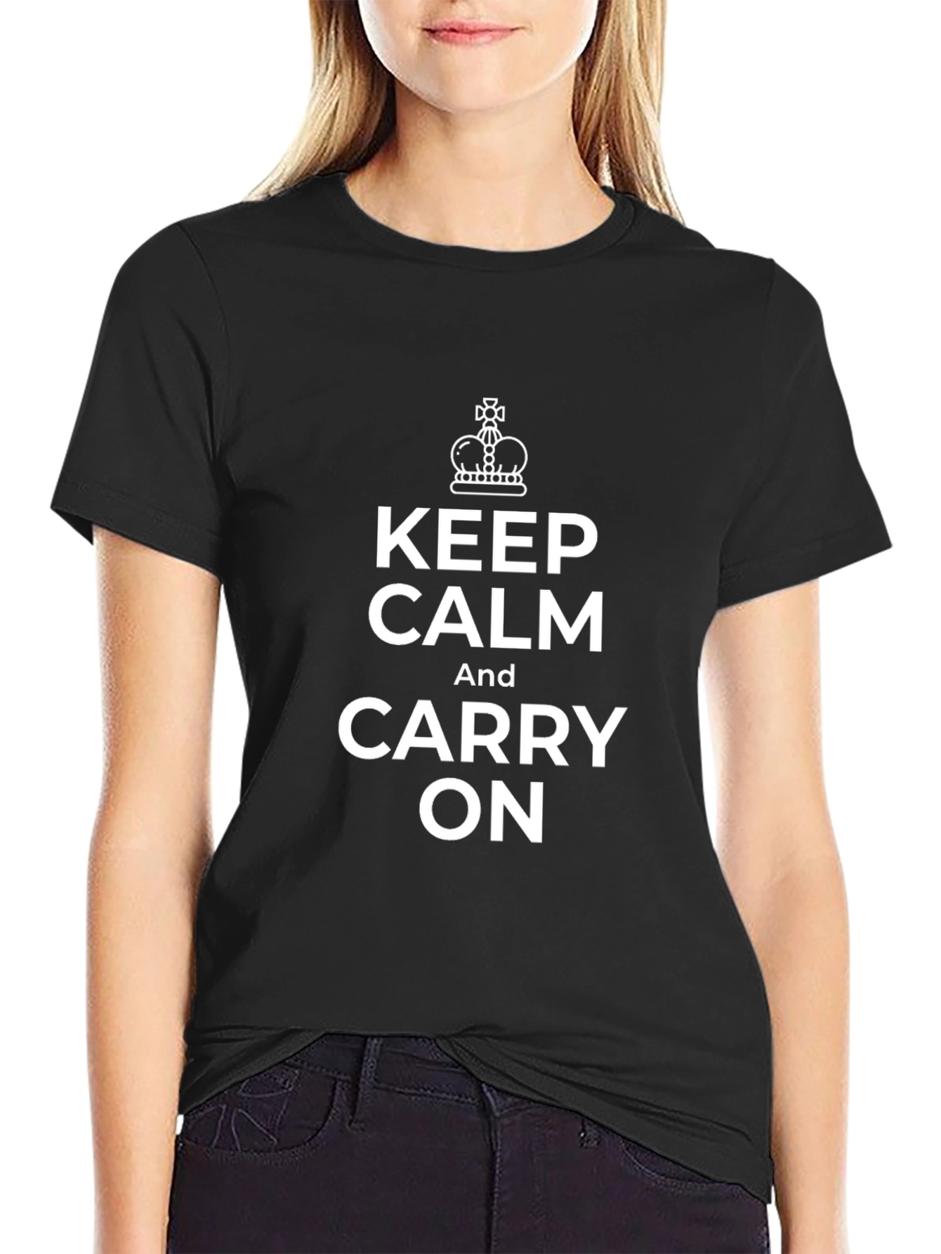 Keep Calm and Carry On Black T-Shirt