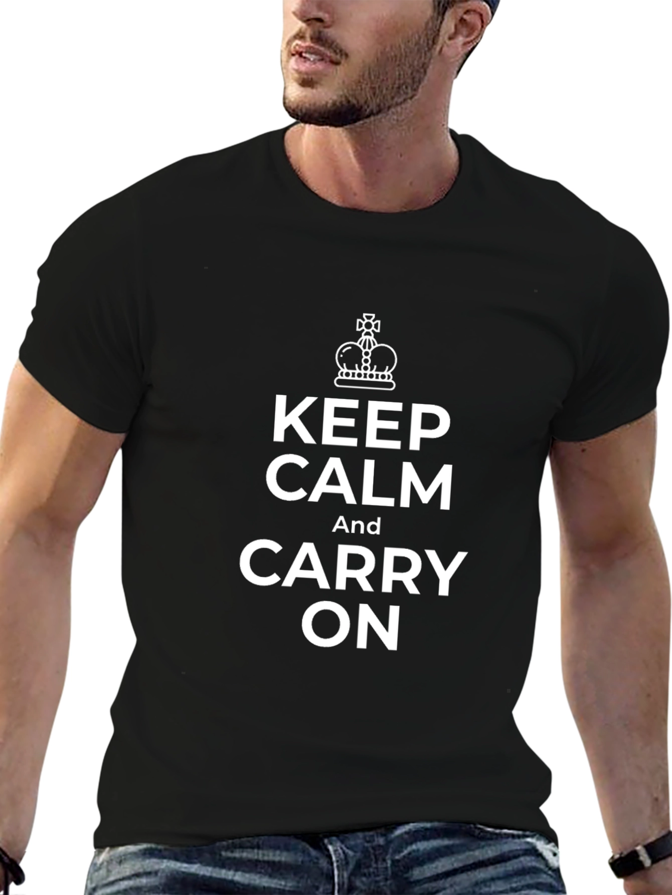 Keep Calm and Carry On Black T-Shirt