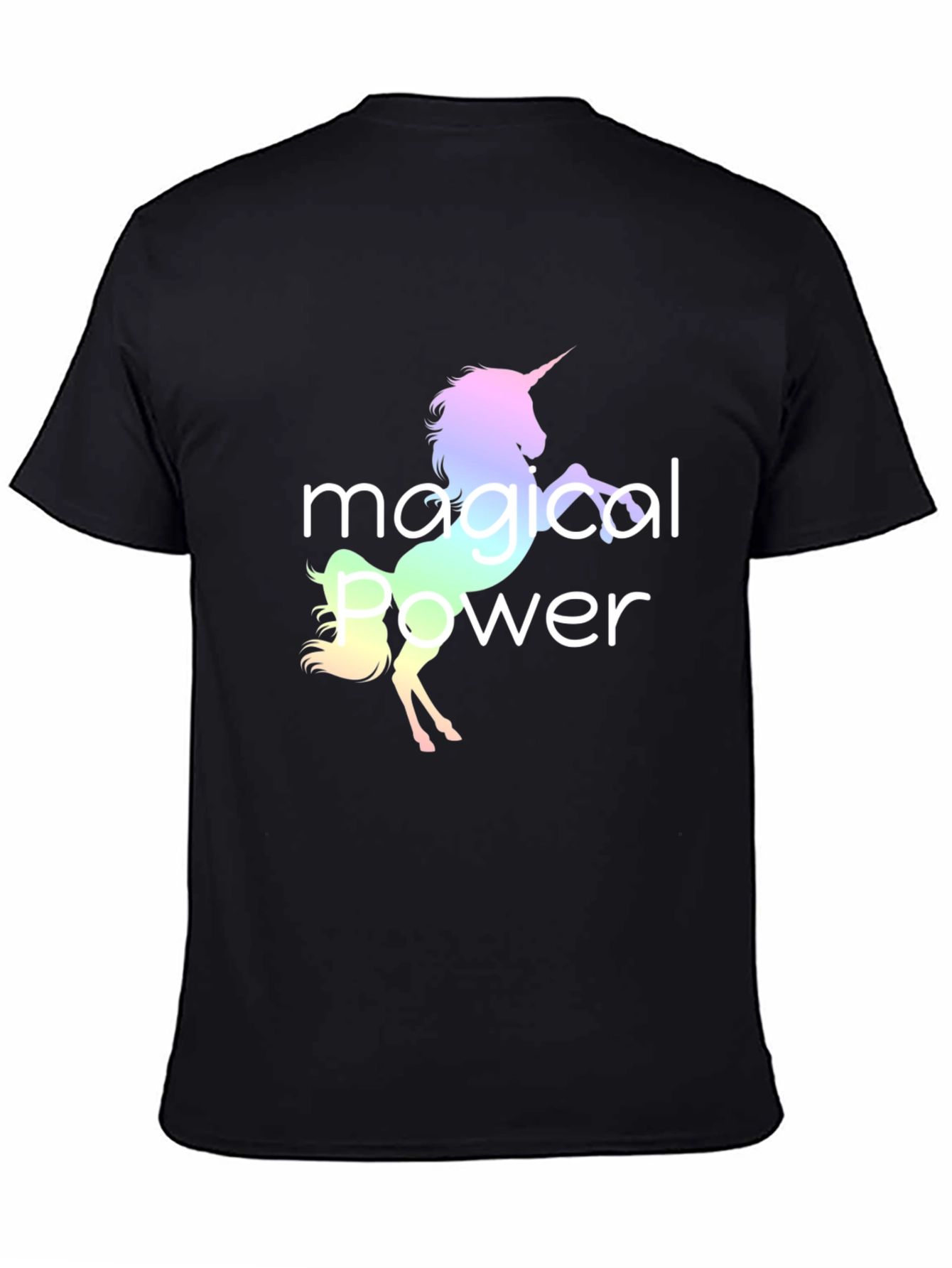 Magical Power Unicorn Graphic Black T-Shirt