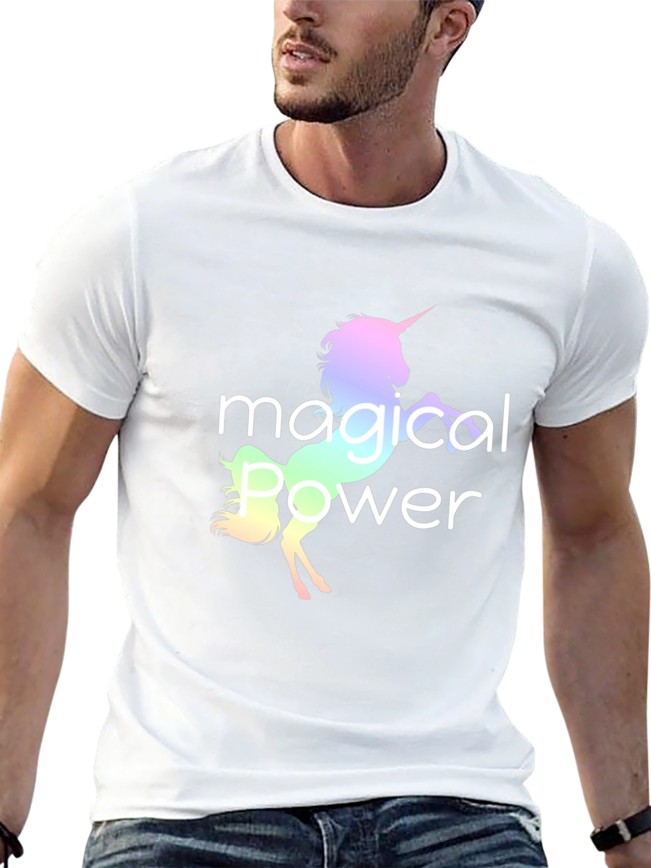 Magical Power Unicorn Graphic Black T-Shirt