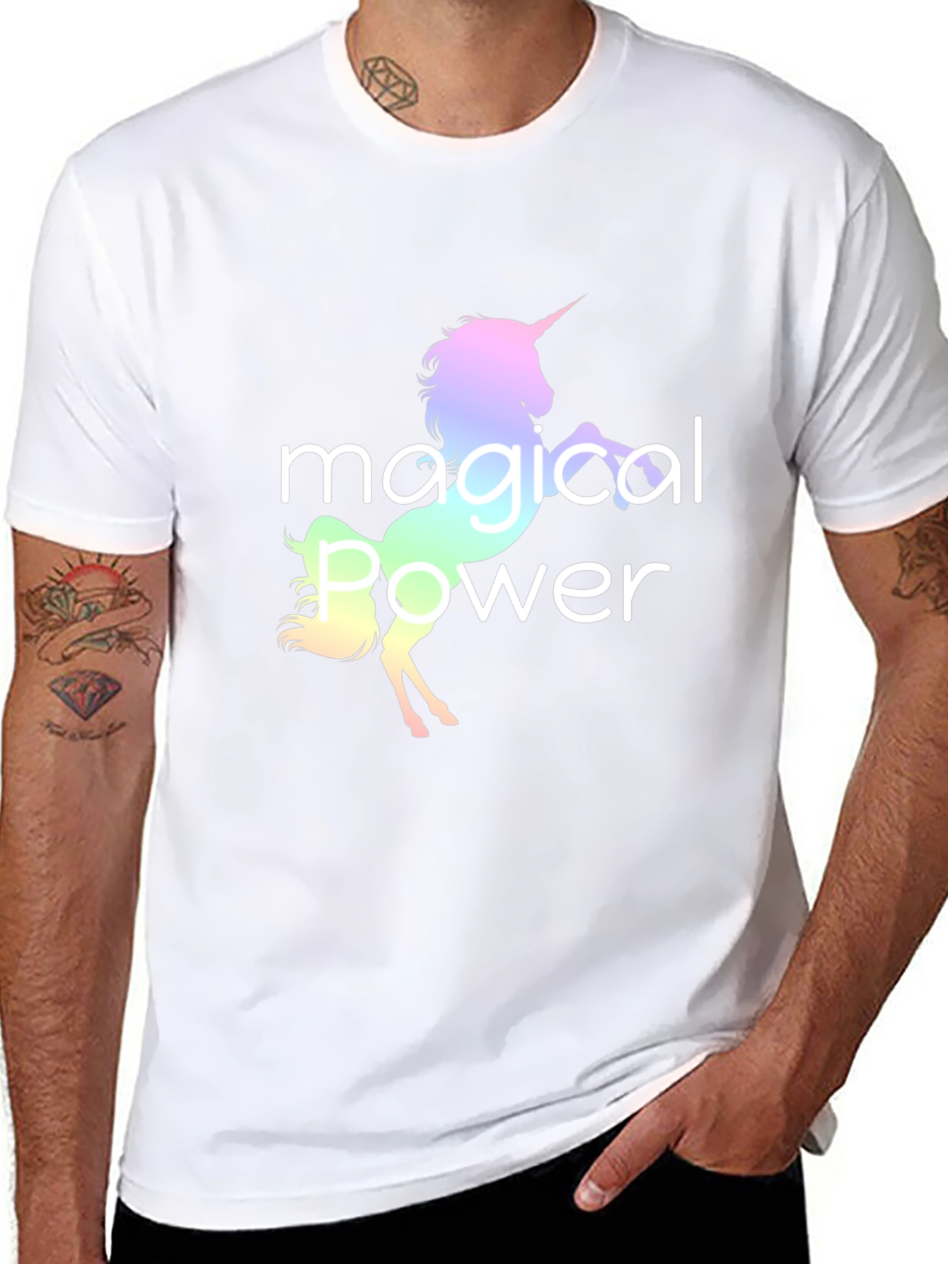 Magical Power Unicorn Graphic Black T-Shirt
