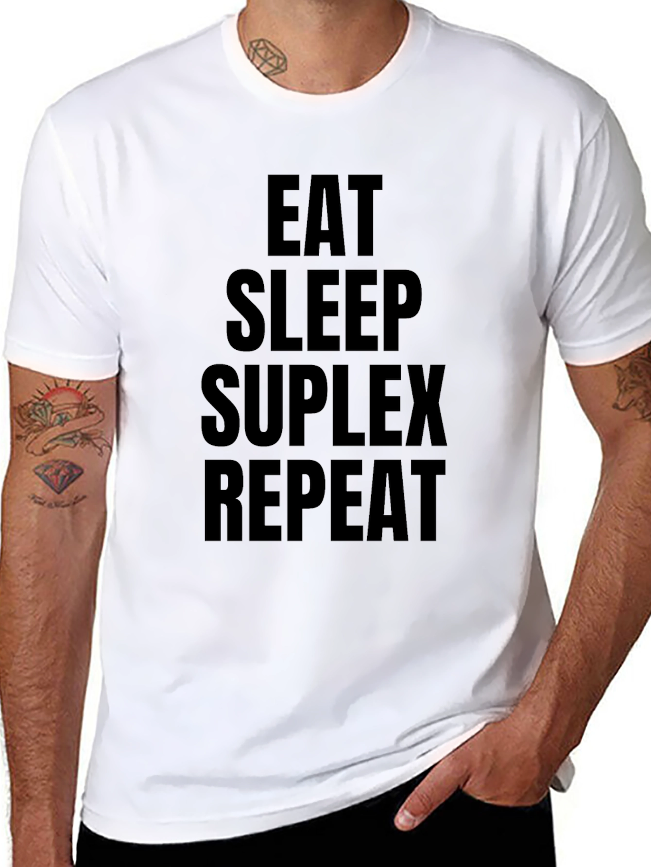 Eat Sleep Suplex Repeat Black T-Shirt
