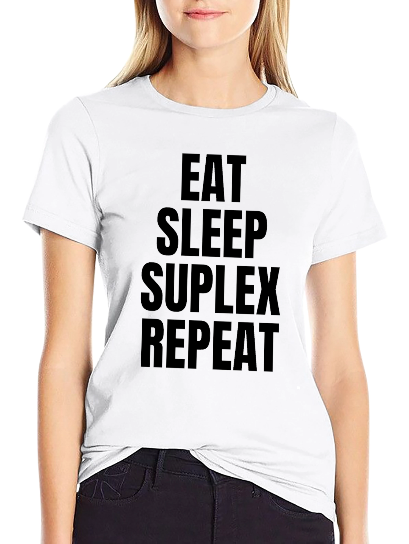Eat Sleep Suplex Repeat Black T-Shirt
