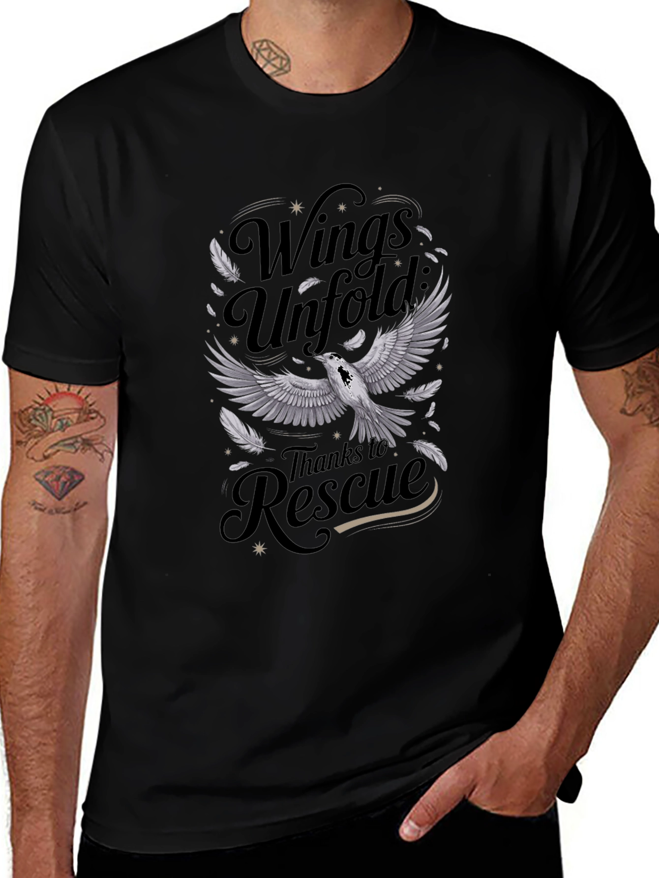 Wings Unfold Rescue T-Shirt - Graphic Print