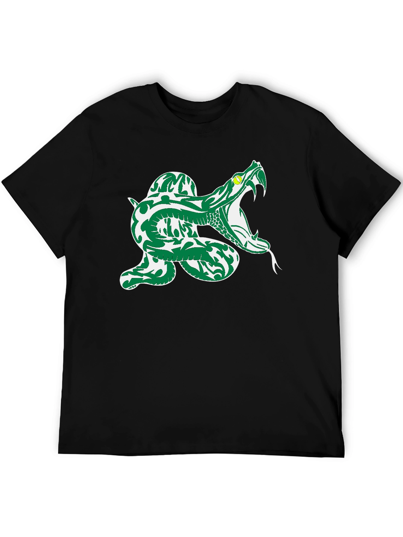 Snake Graphic Tee - Black Cotton T-Shirt