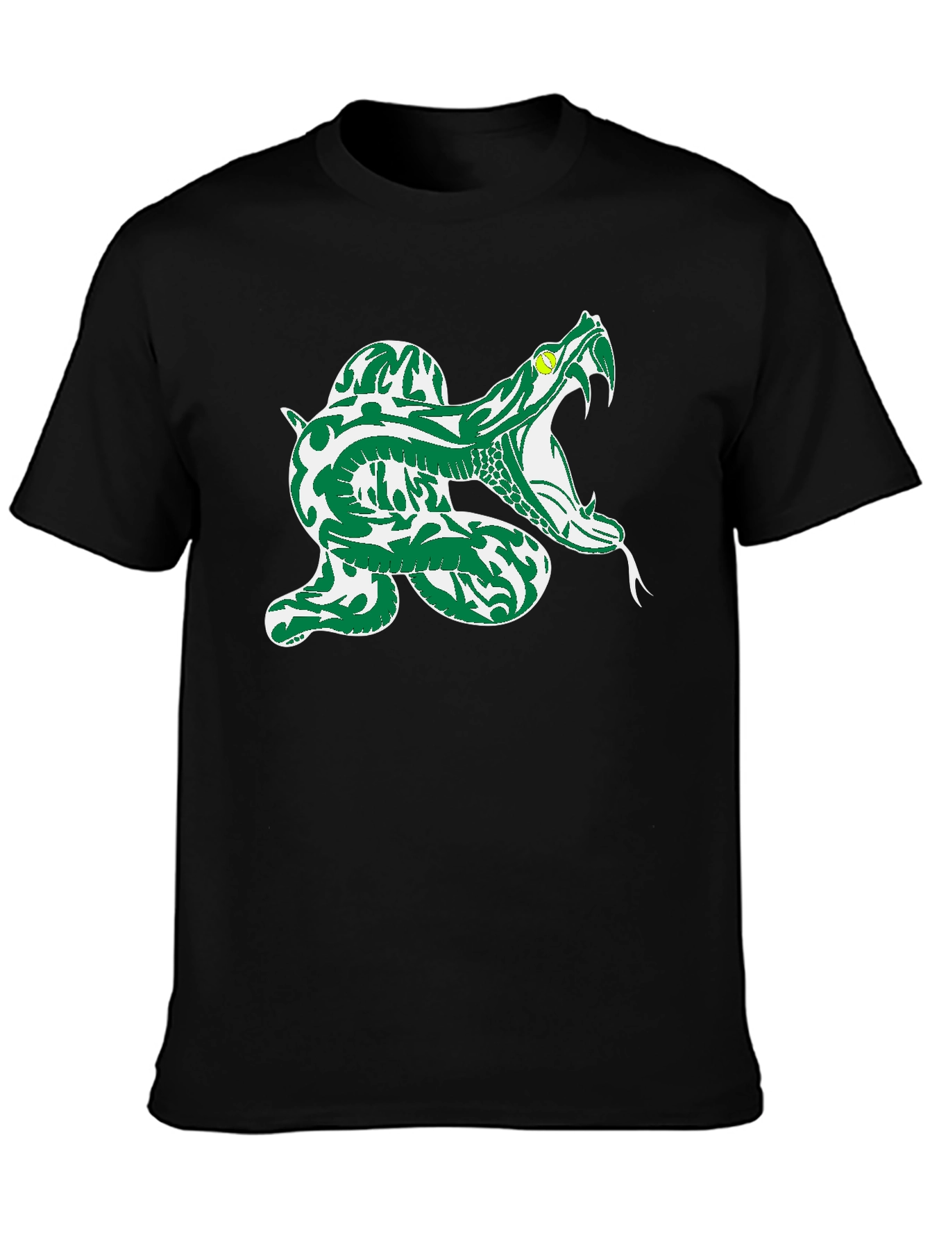 Snake Graphic Tee - Black Cotton T-Shirt