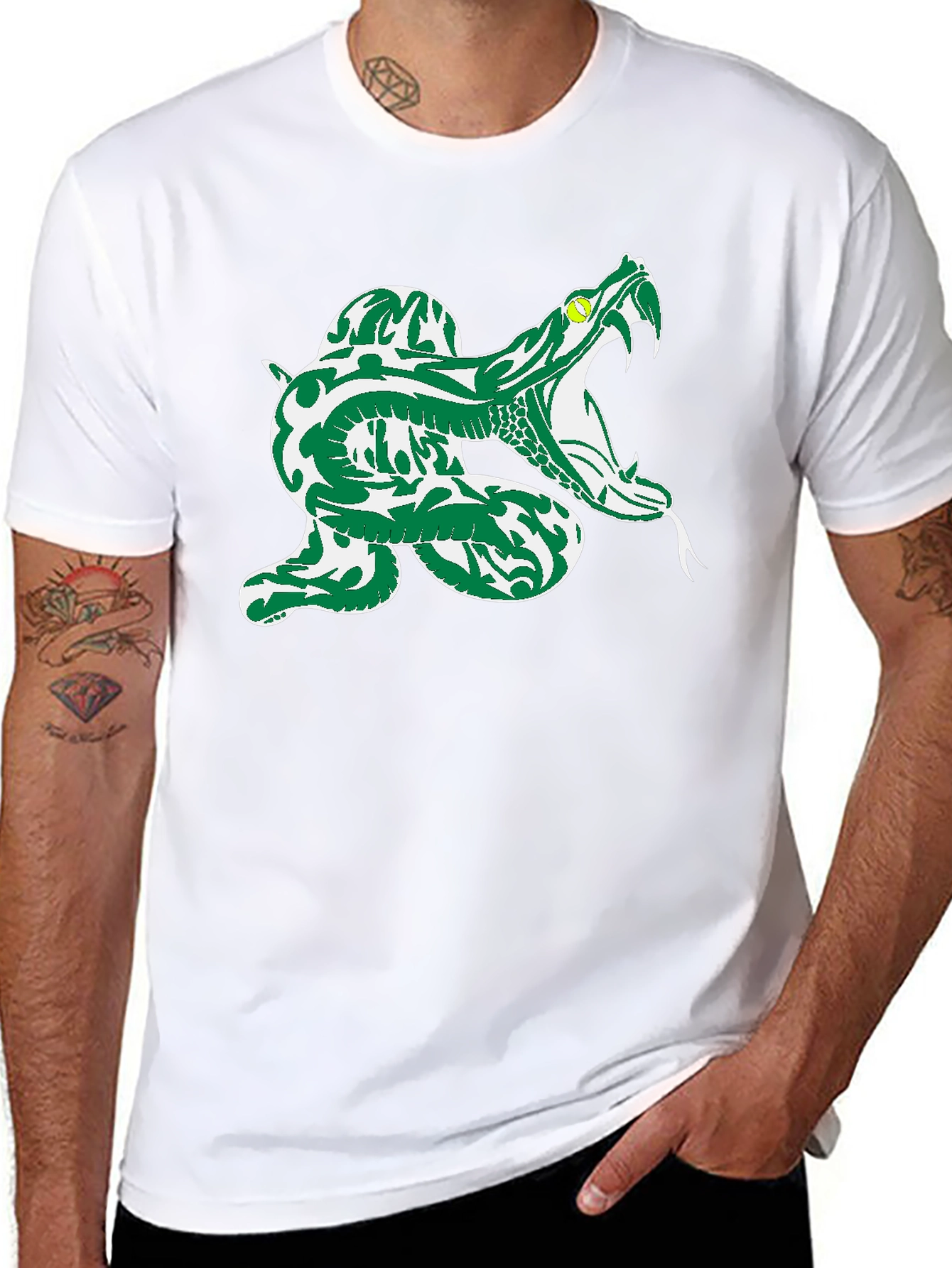 Snake Graphic Tee - Black Cotton T-Shirt