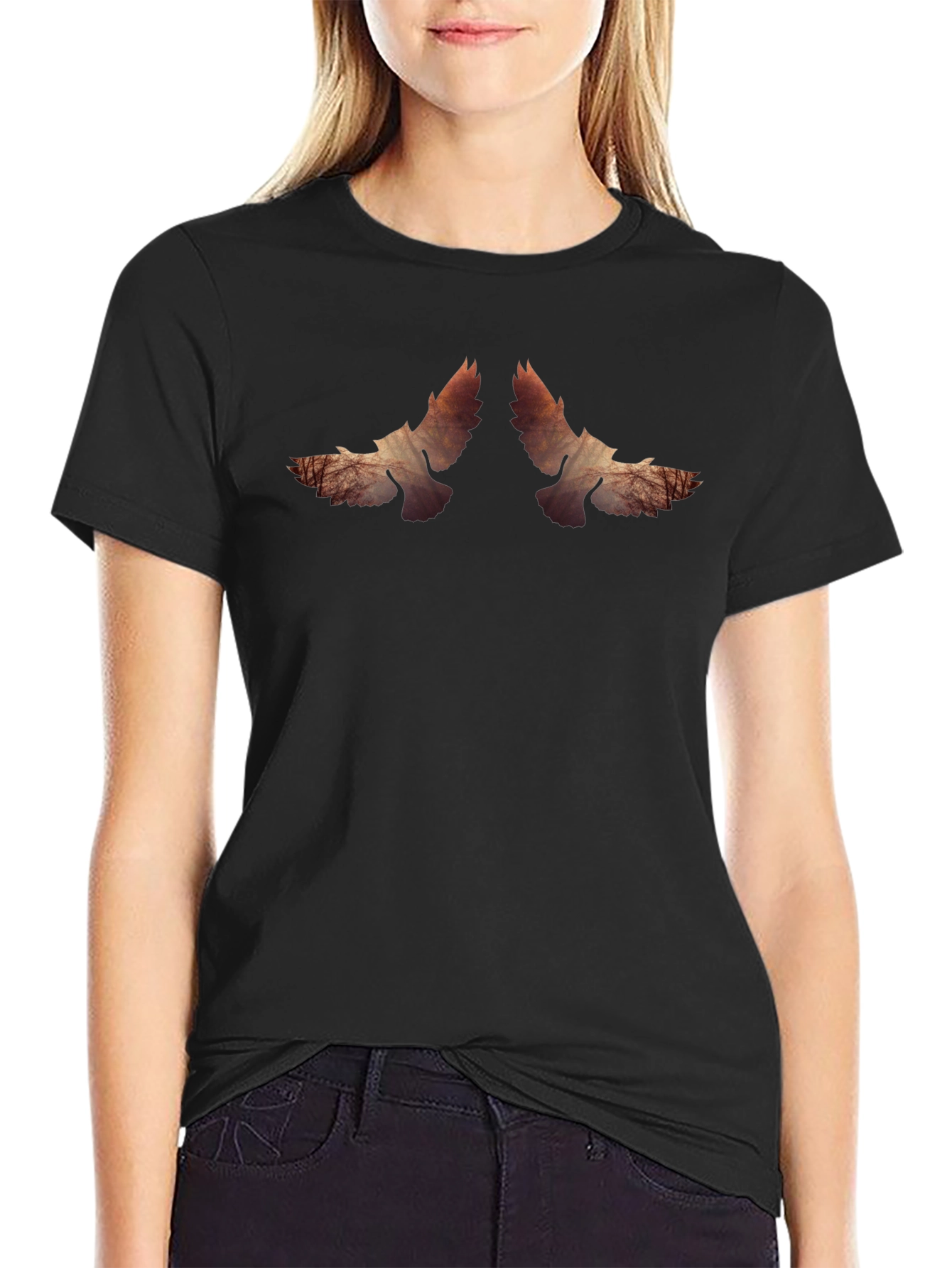 Abstract Dove Silhouette Graphic T-Shirt