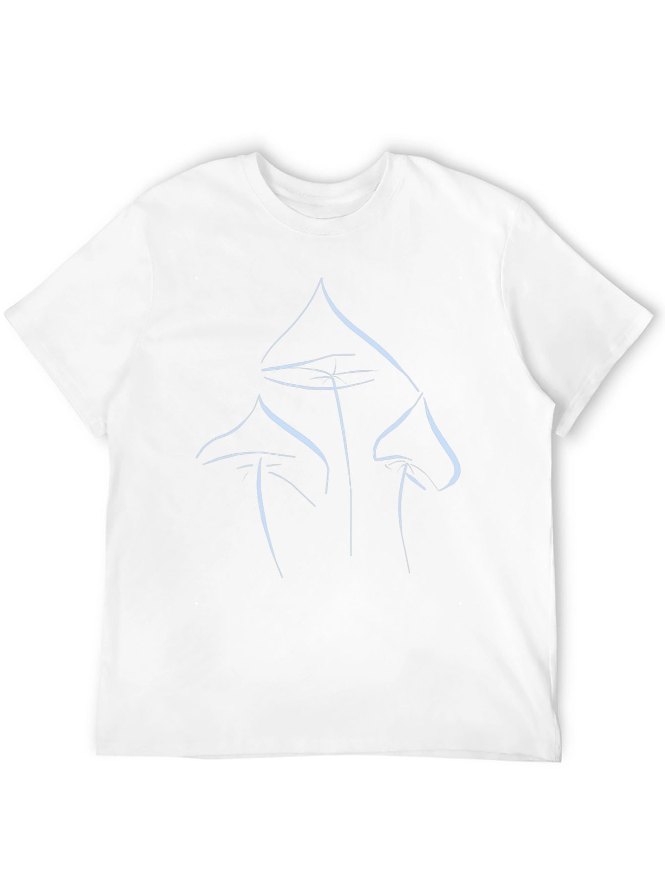 Minimalist Mushroom Line Art Black T-Shirt