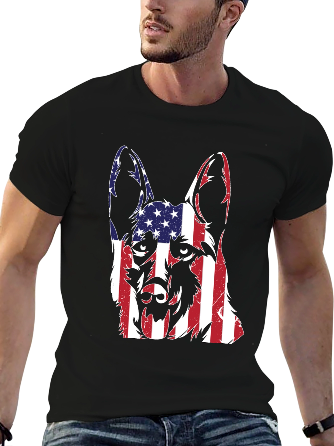 American Flag German Shepherd T-Shirt