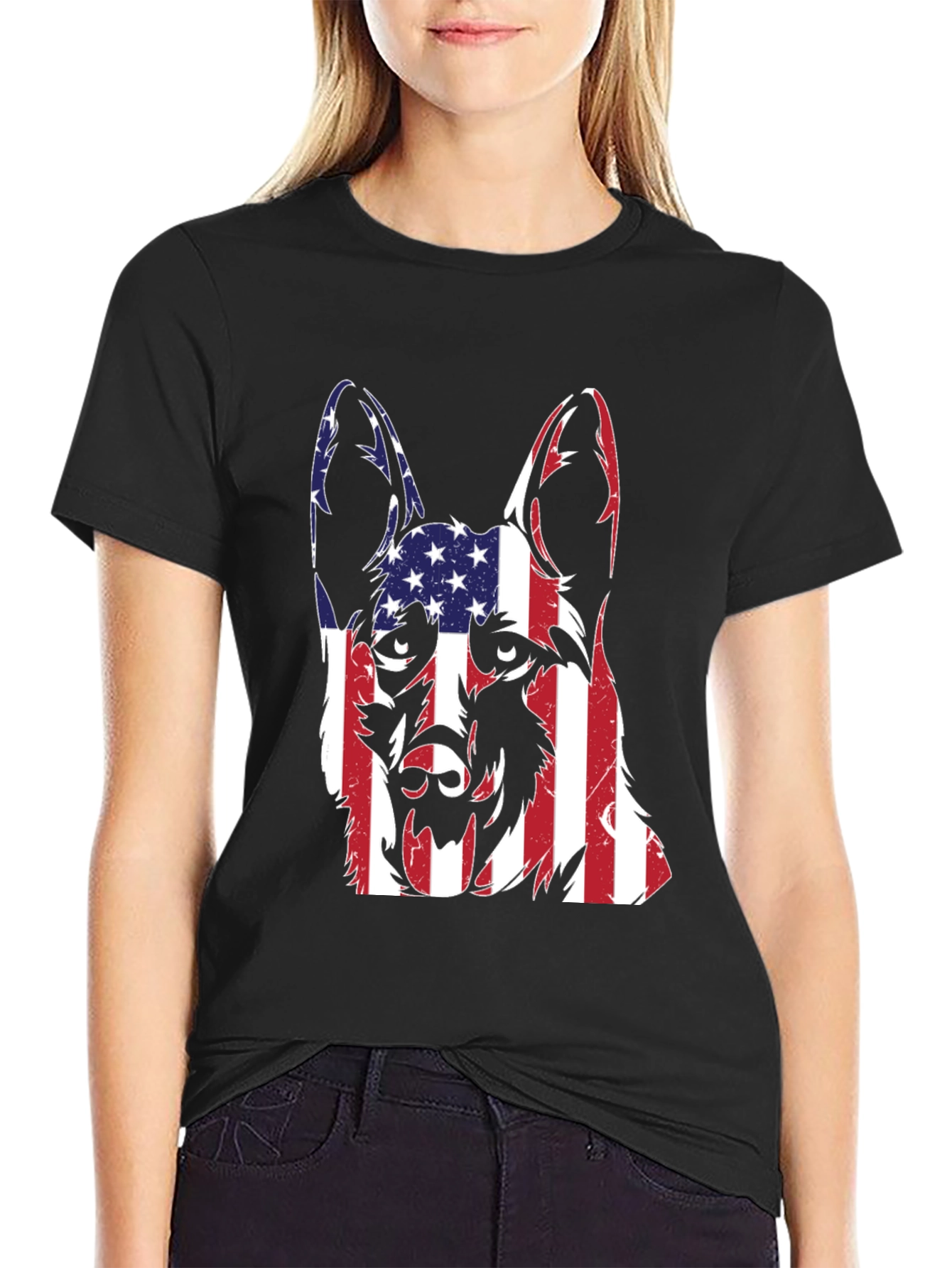 American Flag German Shepherd T-Shirt