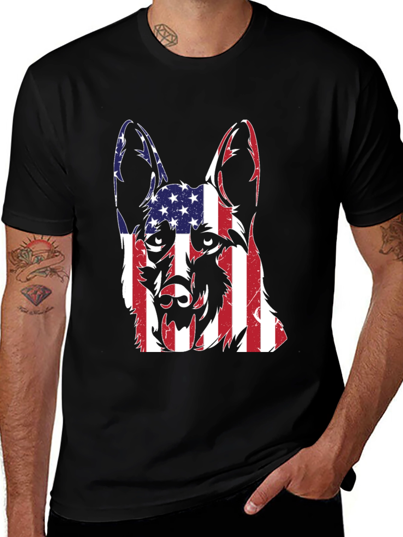American Flag German Shepherd T-Shirt