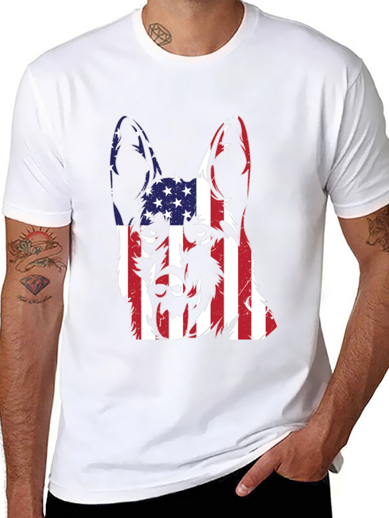 American Flag German Shepherd T-Shirt