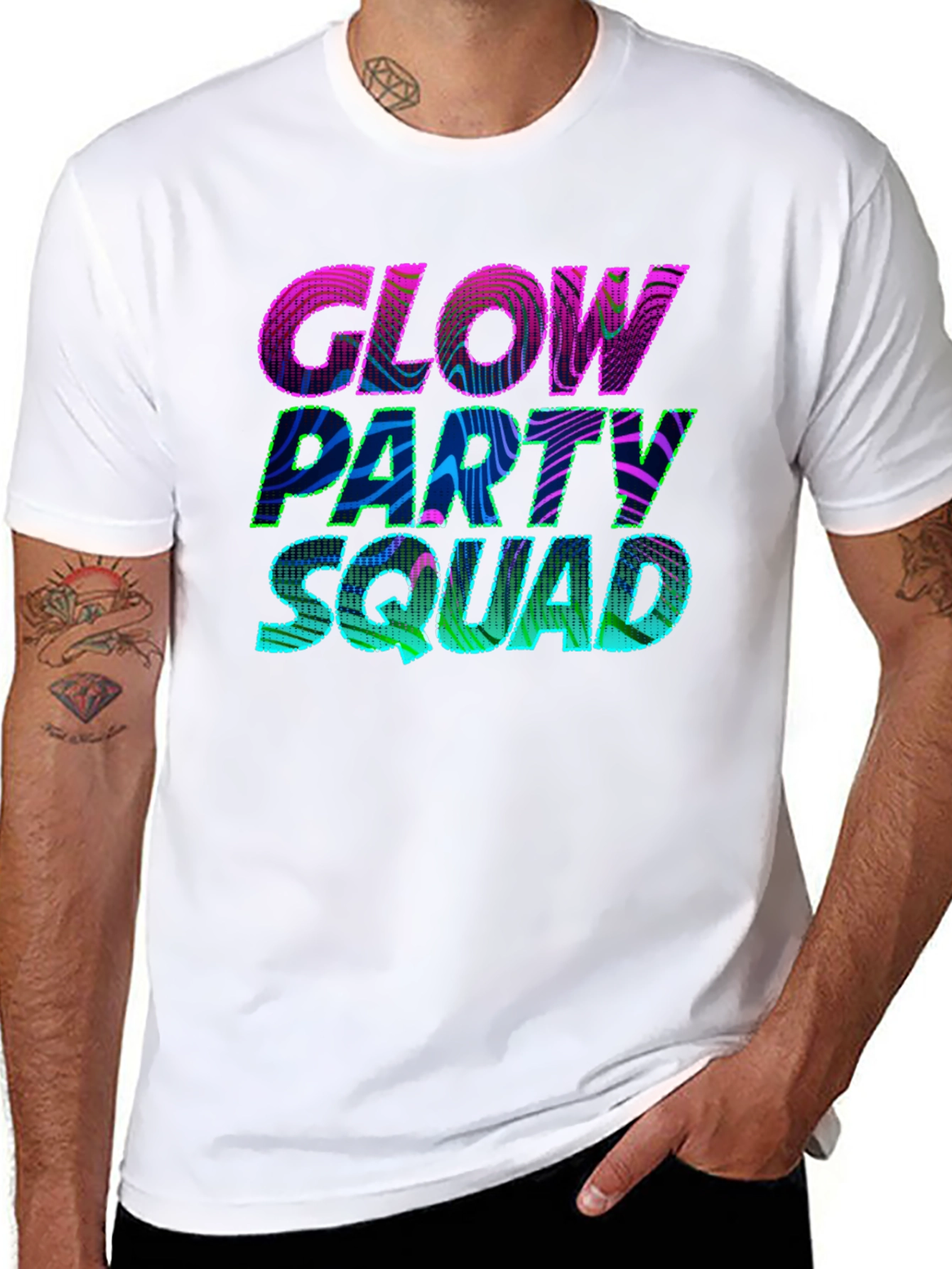 Glow Party Squad T-Shirt - Vibrant Neon Design