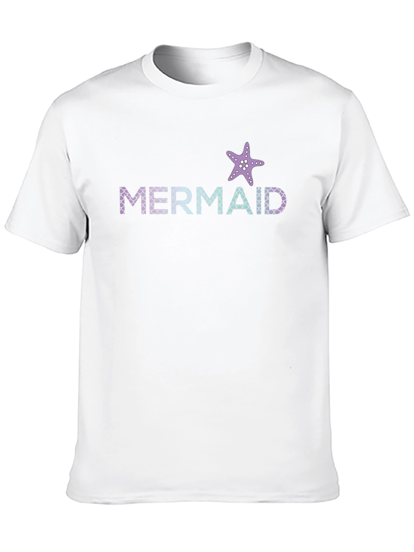 Mermaid Starfish Graphic Tee - Black Cotton T-Shirt