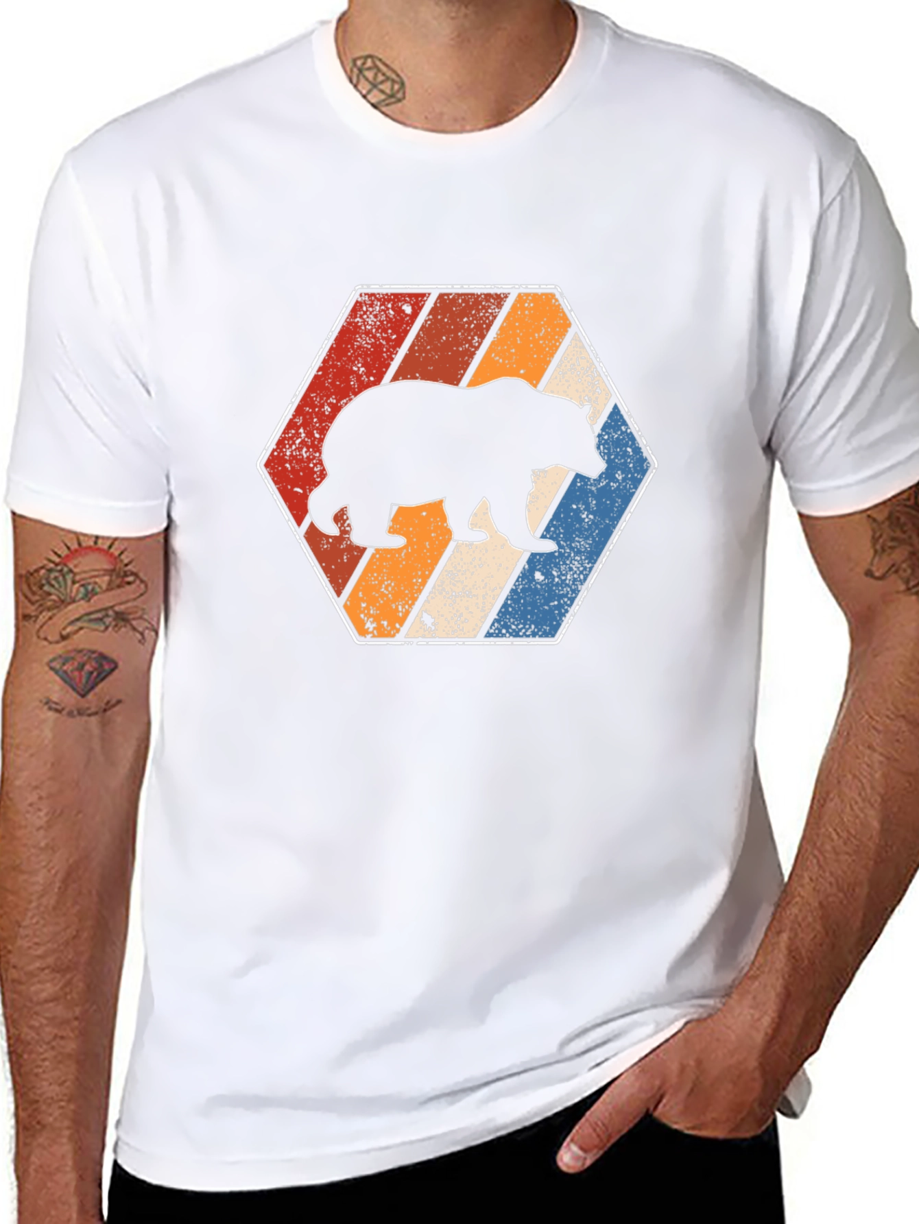 Retro Bear Graphic Tee - Unisex Black T-Shirt